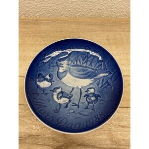 Vtg 1988 B & G Copenhagen Porcelain Plate Mothers Day Crested Plover With Babies